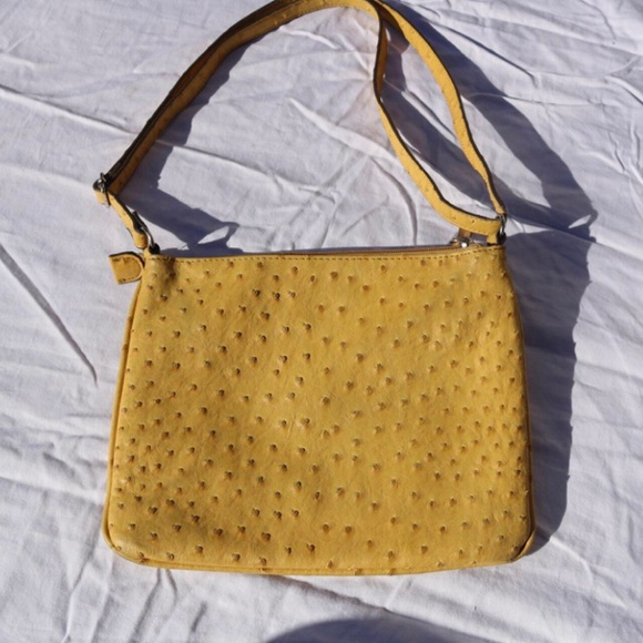 Yellow Faux Ostrich Leather Bag - Picture 2 of 7